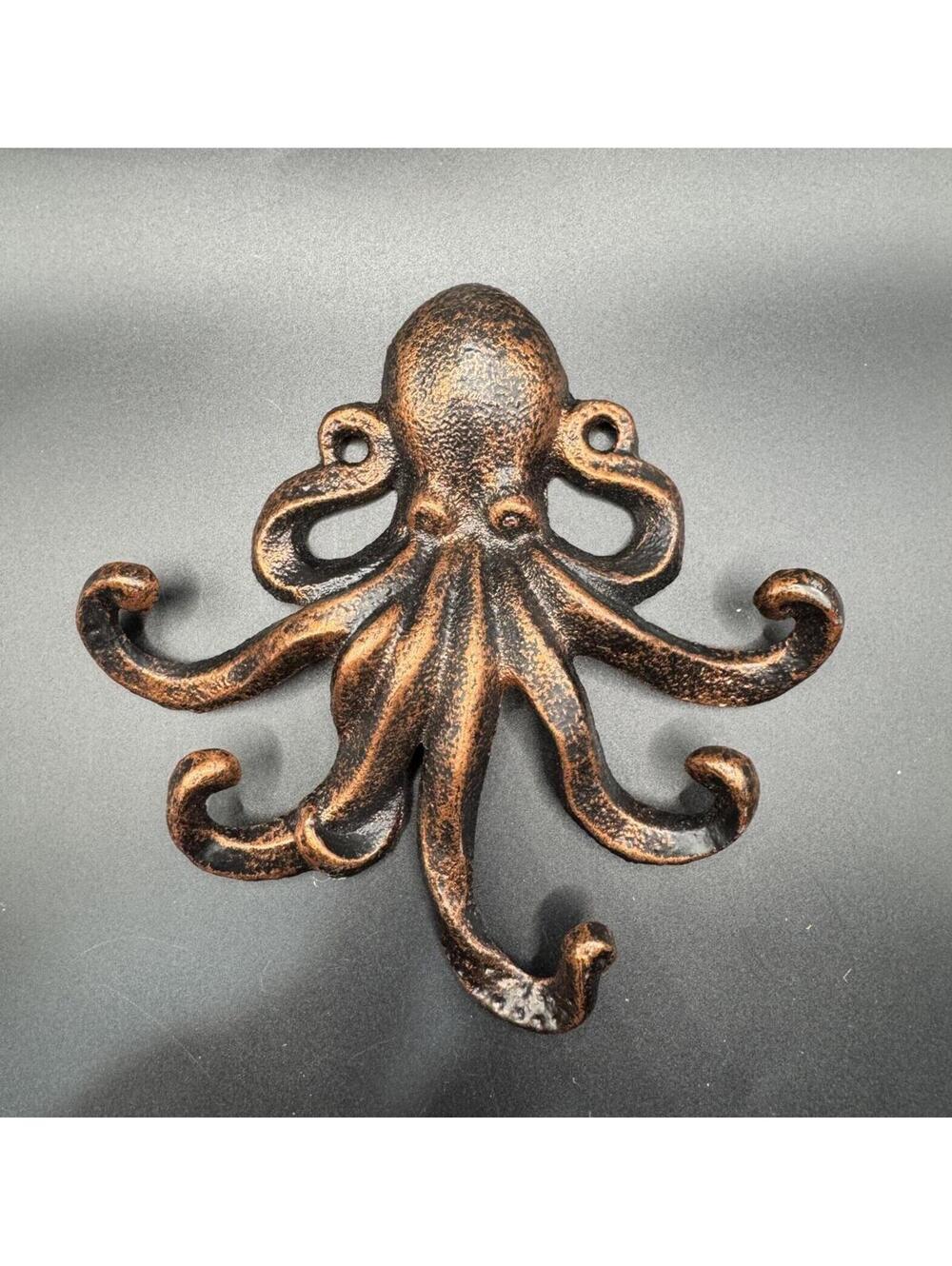 Rustic Octopus Wall Hook Cast Iron Decorative Hanger